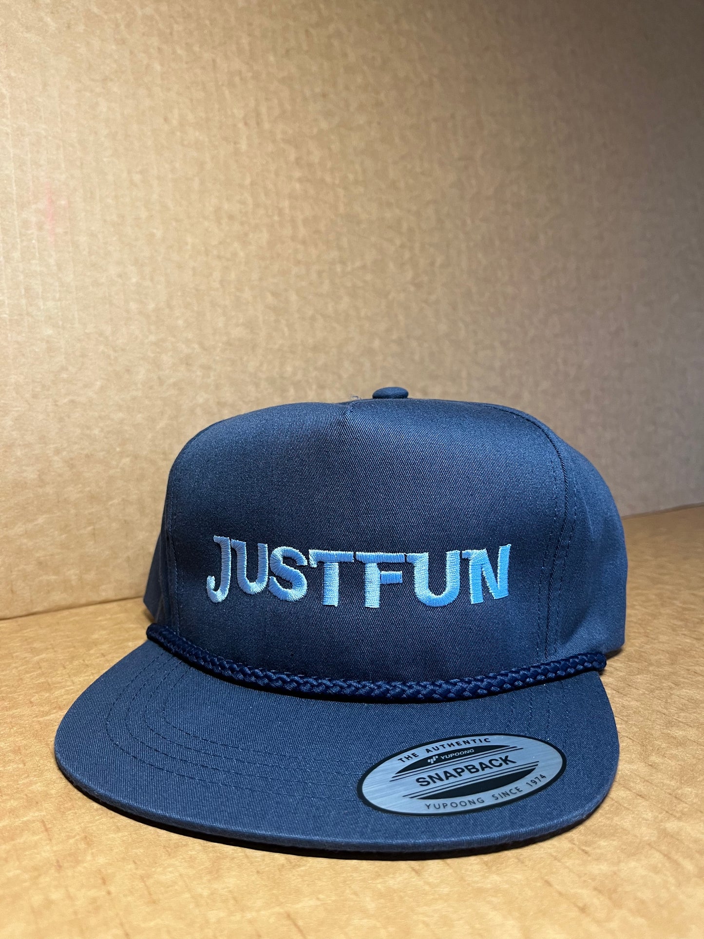 JUSTFUN  Poplin Golf Hat Flat Embroidered Long J Navy/Blue