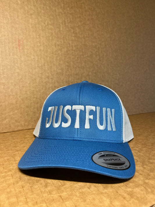 JUSTFUN Trucker Hat Rounded Embroidered Bubble Light blue/white