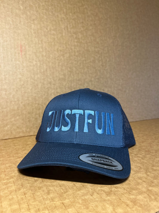 JUSTFUN Trucker Hat Rounded Embroidered Bubble Navy/blue